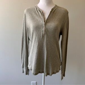 Lauren Ralph Lauren Women's Size XL Ribbed Long Sleeve Henley 1/4 zip oatmeal